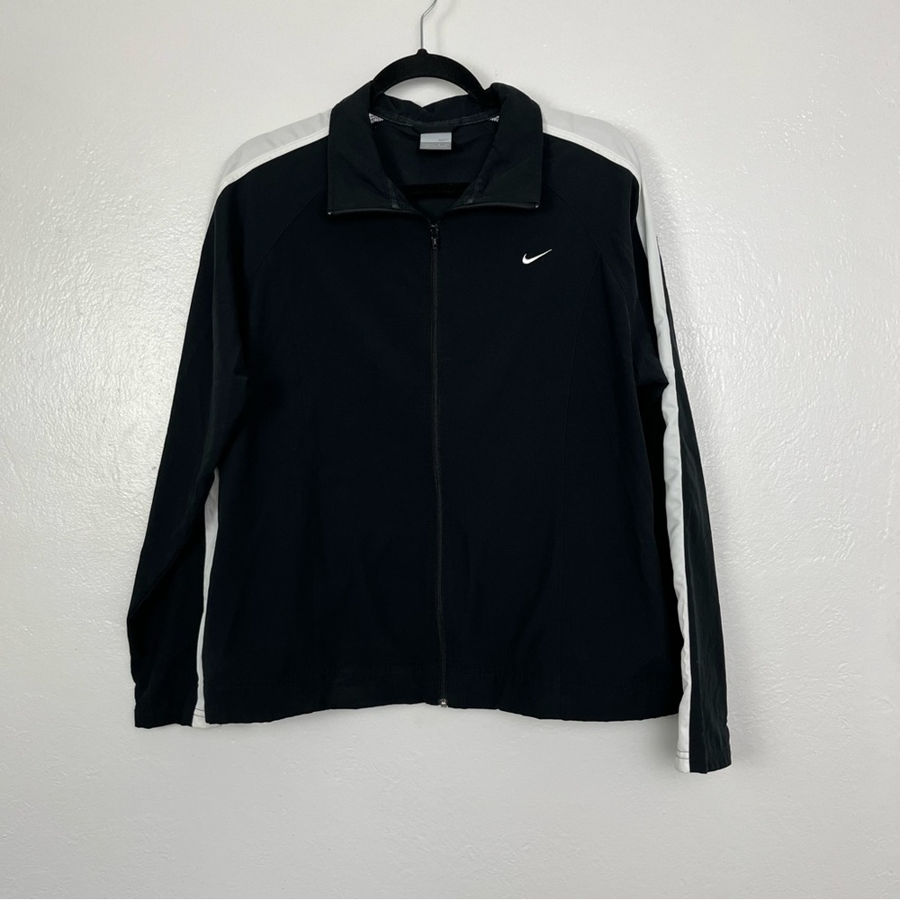 Nike women‎ athletic black white vintage full zip jacket size large 12/14
